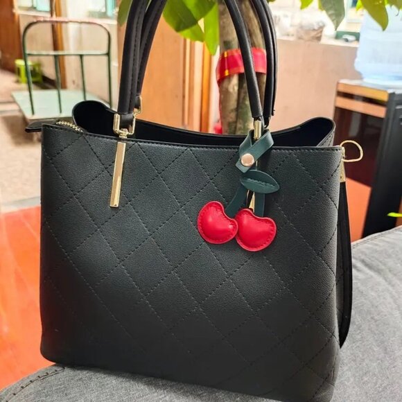 Bag Charms purse Accessories - Cherry Bag Charm Keychain Purse Trendy Stylish Glam PU Leather Bomb Sexy Y2K NEW